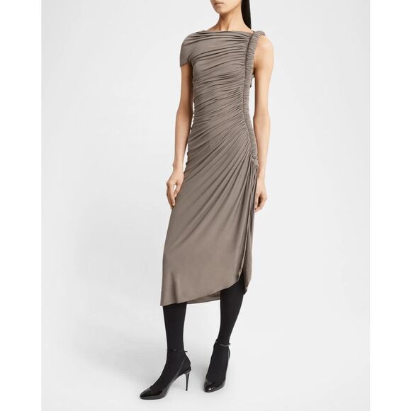 ALAIA Asymmetric Ruched Off-Shoulder Midi Dress FR36/US4 $3,750 - Picture 2 of 11